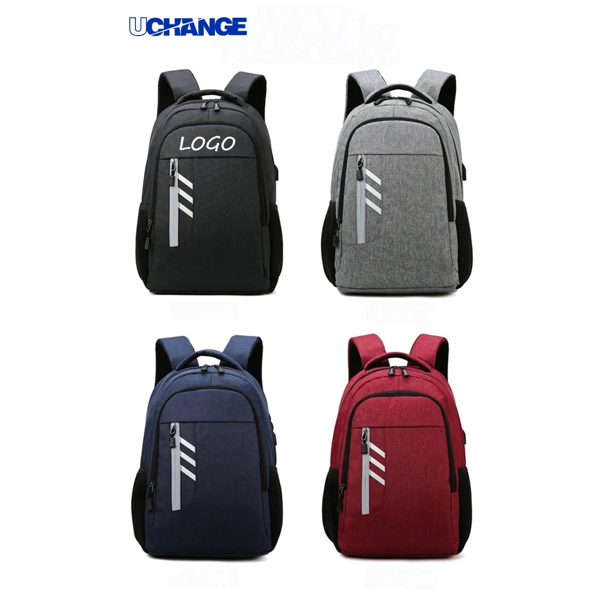 Large Capacity Shoulder Bag with USB Port and Reflective Strip 1