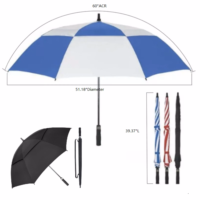 Wind-Vented Automatic Golf Umbrella (60" Arc)