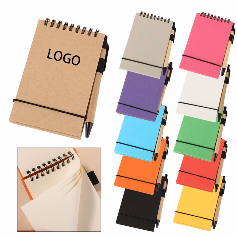 Solid Cover Portable Pocket Notebook With Pen
