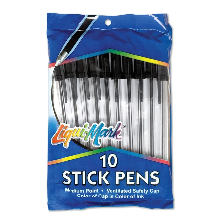 10 Pack Stick Pens - Medium Point - Black 1