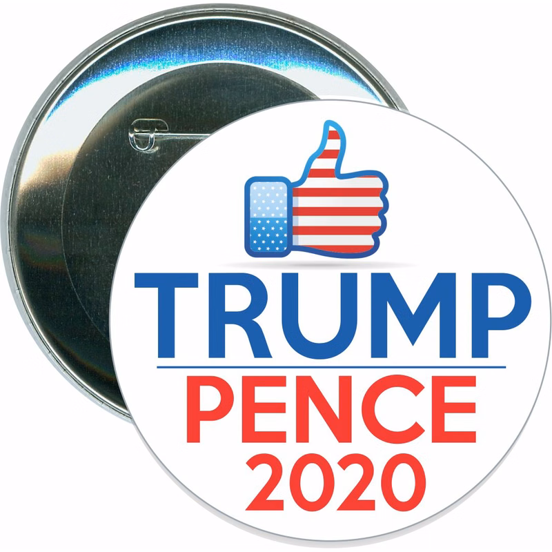 Trump 2020, Thumbs up Trump Pence, Political Button