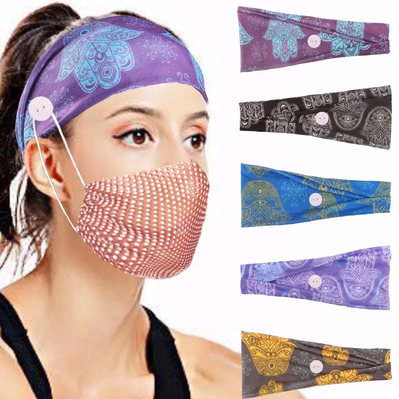 Headband with Buttons for Masks