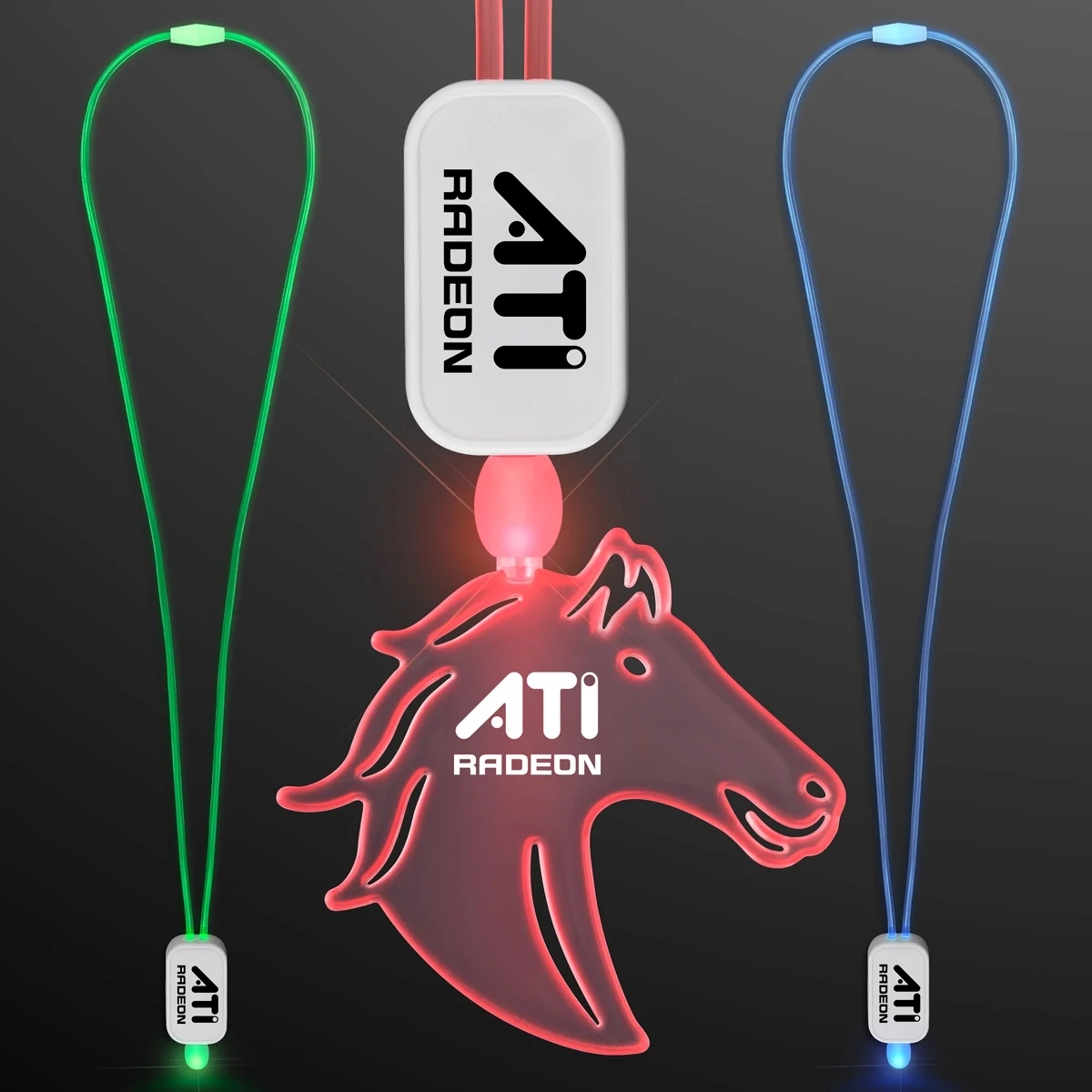LED Neon Lanyards with Acrylic Horse Pendant 1