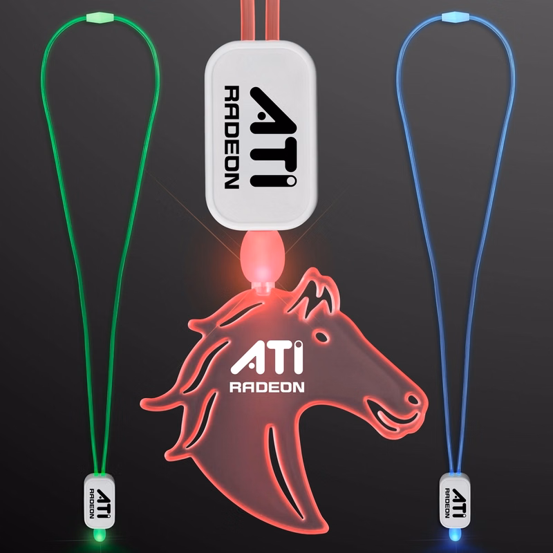 LED Neon Lanyards with Acrylic Horse Pendant
