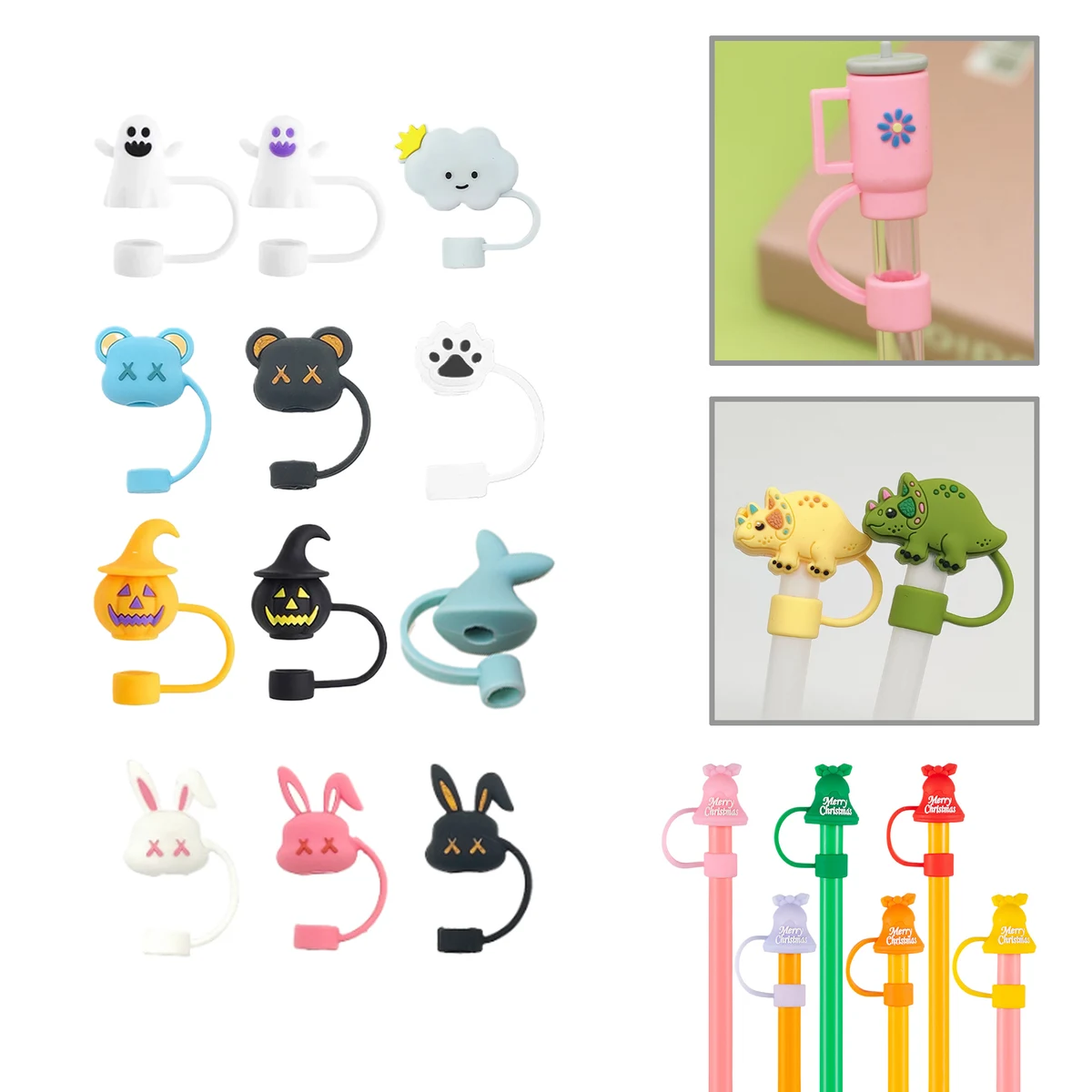 MOQ250 Custom Silicone Straw Tops in 2D and 3D Designs 1