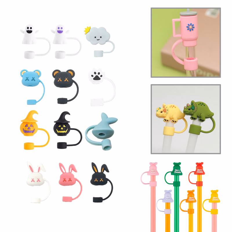 MOQ250 Custom Silicone Straw Tops in 2D and 3D Designs