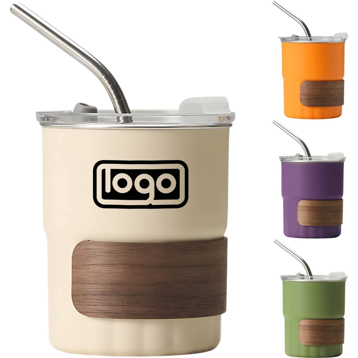 10 oz Stainless Steel Camping Cup with Lid Straw 1