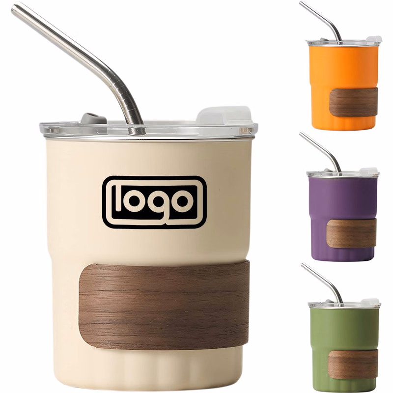 10 oz Stainless Steel Camping Cup with Lid Straw