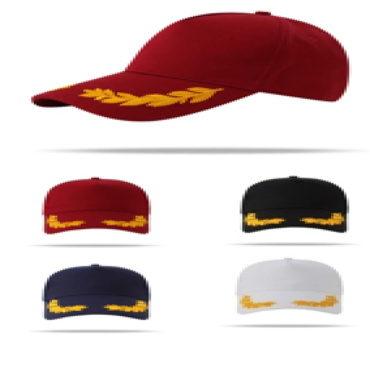 Stock 2-Tone Designed Cotton 5 Panel Cap w/Double Buckle Back Fastener 1