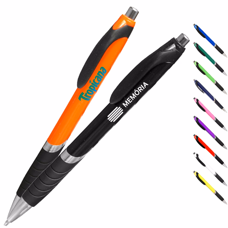 Clickable Rubber Grip Plastic Ballpoint Pens
