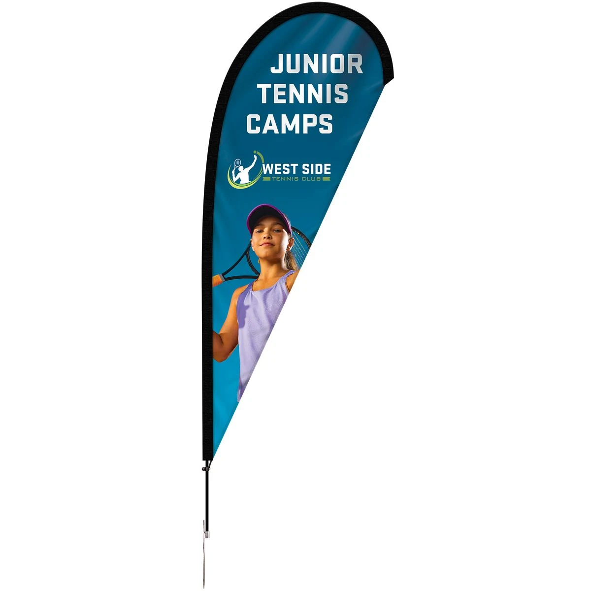 8' Single Reverse Portable Teardrop Banner w/ Hardware Set 1