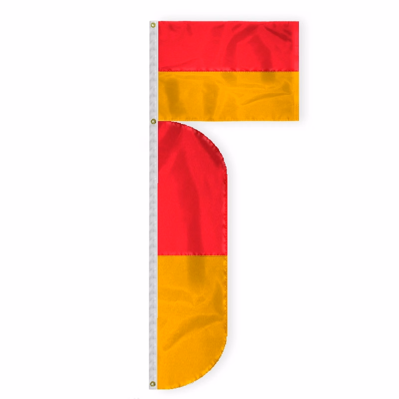 2.5'x3.3'+7.5'x1.65' Nylon Red & Yellow High Visibility Flag