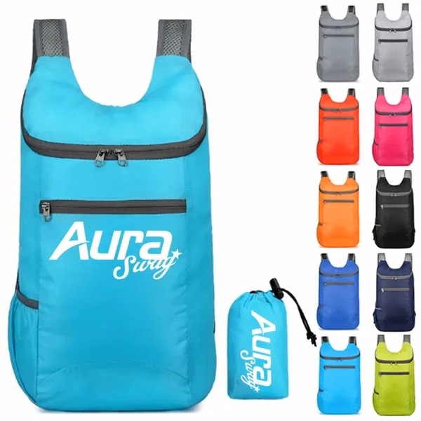 Custom Water-Resistant Portable Polyester Backpack — Travel & Business Giveaway