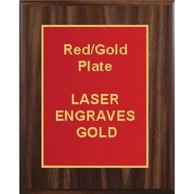 5" x 7" Classic Walnut Finish Plaque with a Red Designer Plate 1