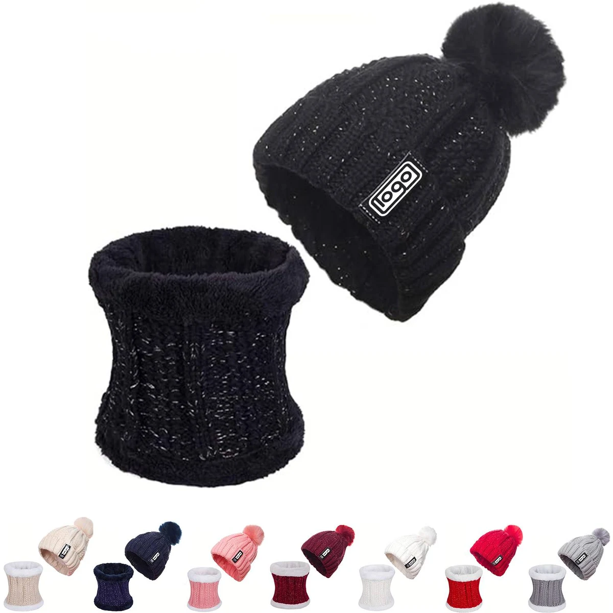 Warm Knit Hat and Scarf Set 1