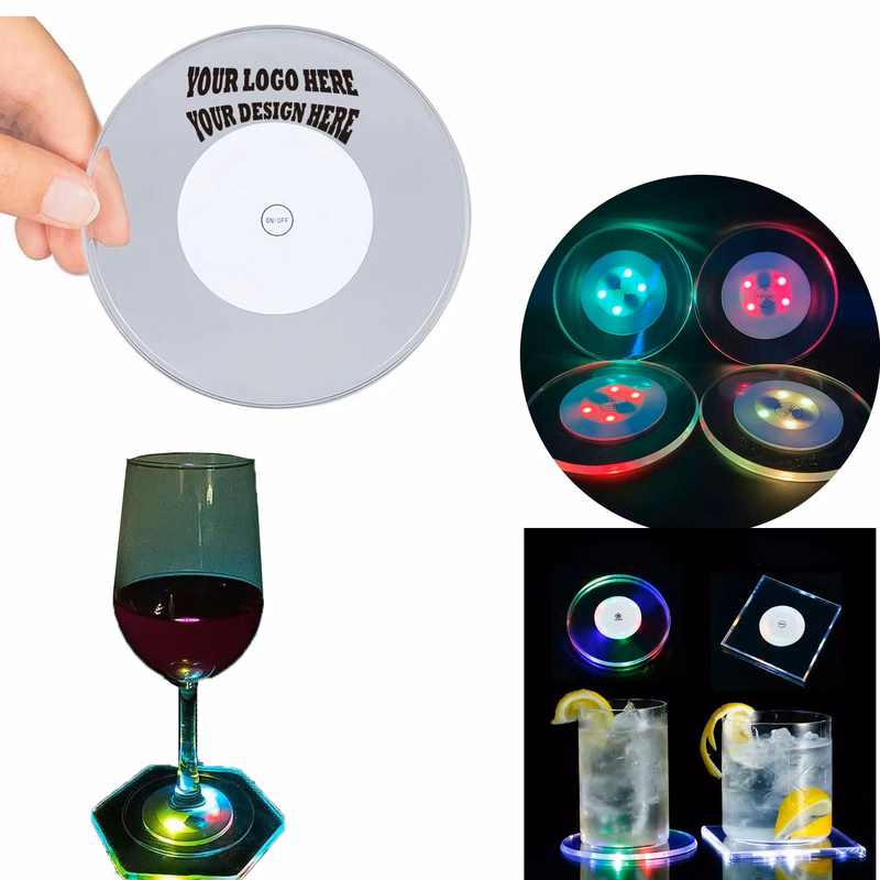 Customizable Logo Multicolor LED Acrylic Coaster "
