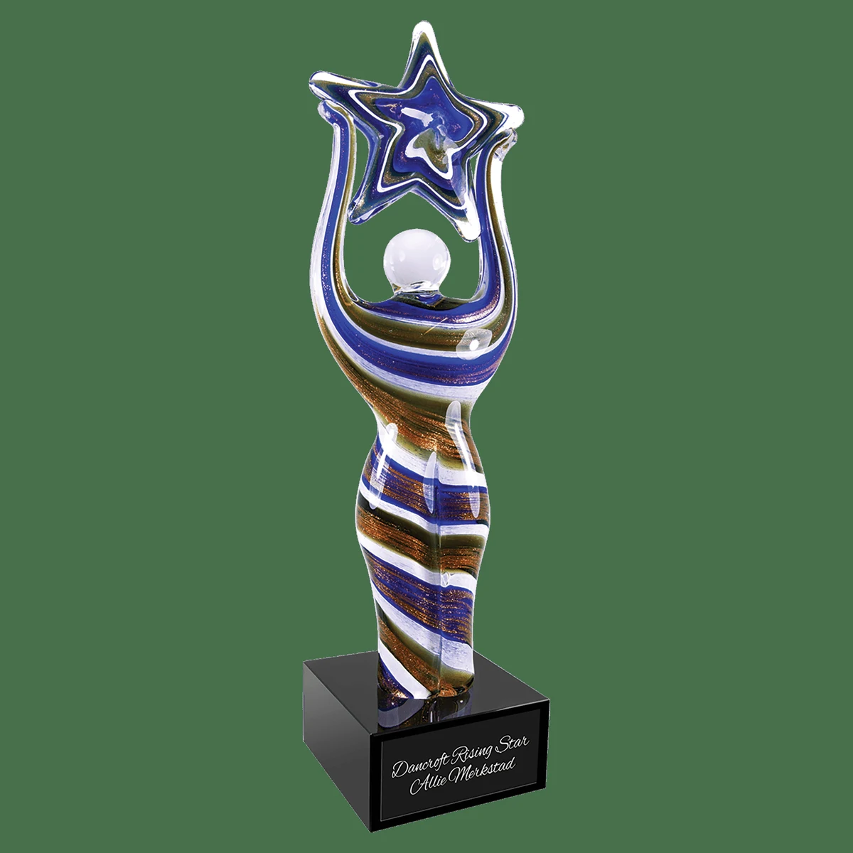 12" Glass Figure With Star And Black Base 1