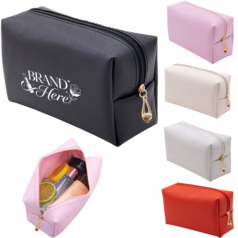 Leather Zipper Cosmetic Bag