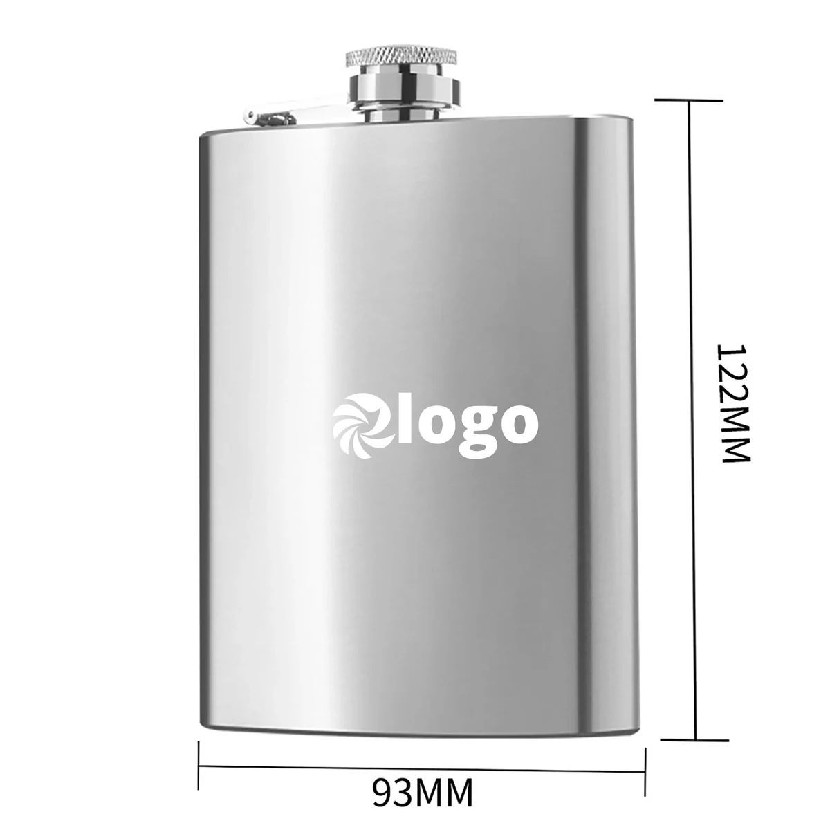 8 oz. 304 Food-Grade Stainless Steel Hip Flask, custom water bottle with logo imprint 1