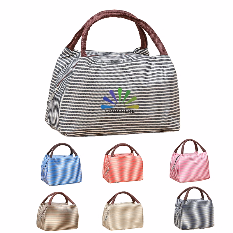 Fashion Striped Insulated Tote Bag