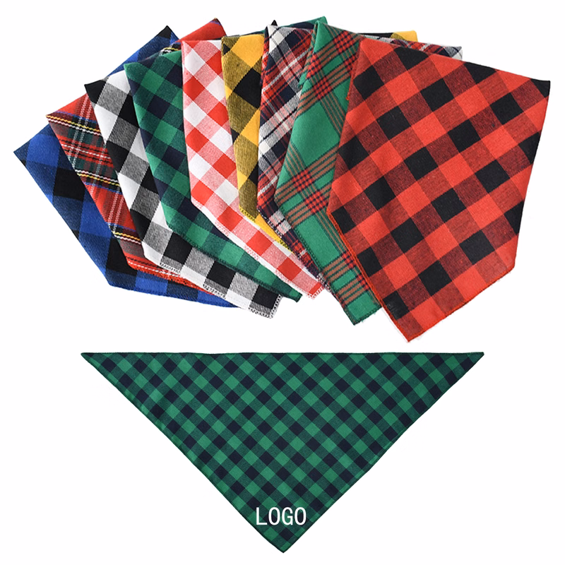 Pet Plaid Triangle Towel Drool Towel Neck