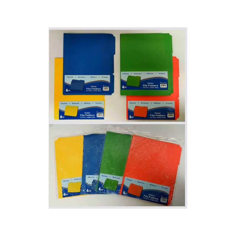 Letter Size File Folders - Assorted Colors 6 Pack
