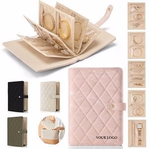 Jewelry Storage Book Ring Binder with Clear Zipper Velvet Pouch Bag