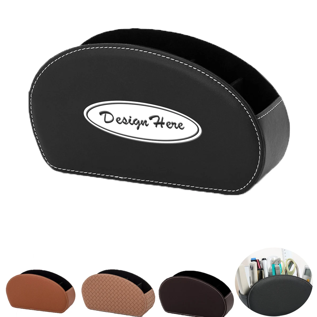 PU Leather Five-grid Remote Control Desktop Storage Box 1