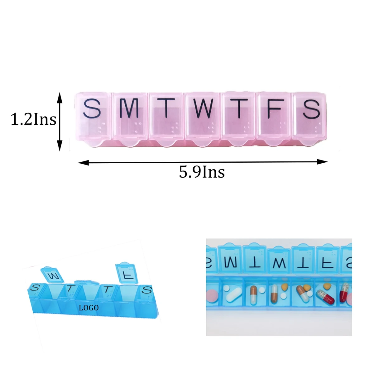 Weekly Single Row Pill Box With Braille 1