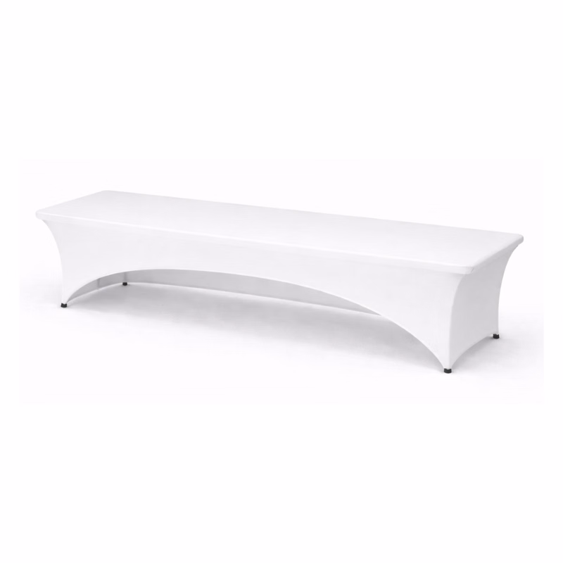 8 ft WHITE Open Back Fitted Table Cover w/Front Logo