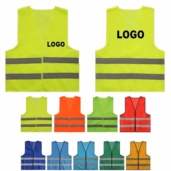 Custom Neon Mesh High Visibility Safety Vest with Reflective Strips — Construction