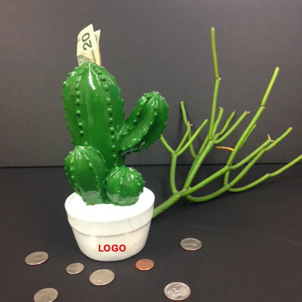 7" Green Aloe Cactus Money Bank 1