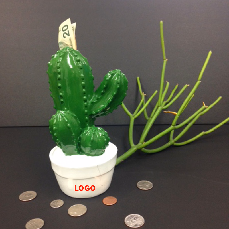 7" Green Aloe Cactus Money Bank