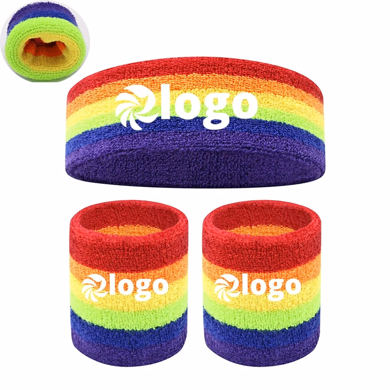 Rainbow Pride Wristband Headband Set