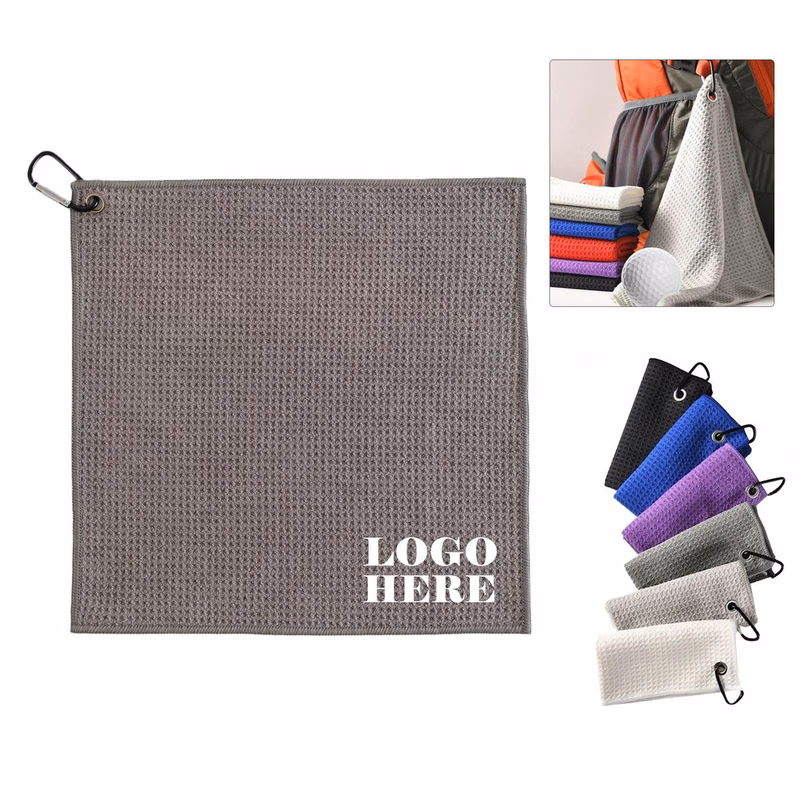 Golf Course Essential Microfiber Towel With Carabiner Clip