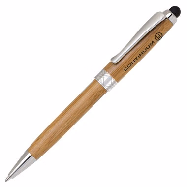 Eco-Friendly Bamboo Stylus Pen with Chrome Trim