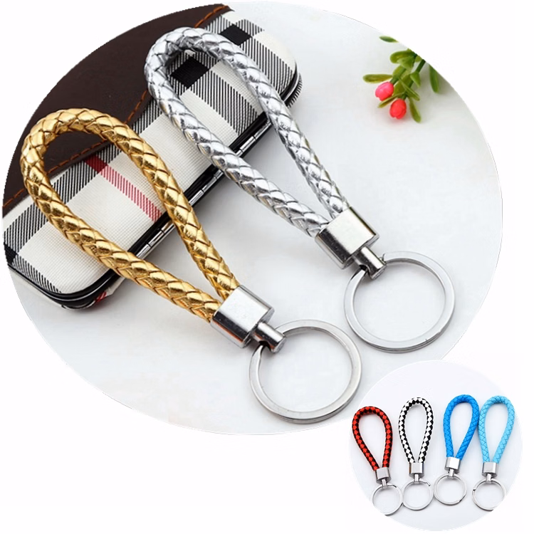 Leather Braided Rope Rotary Keyring
