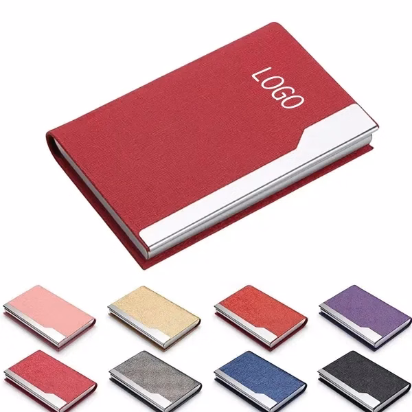 Metal Business Card Holder with Customized PU Leather