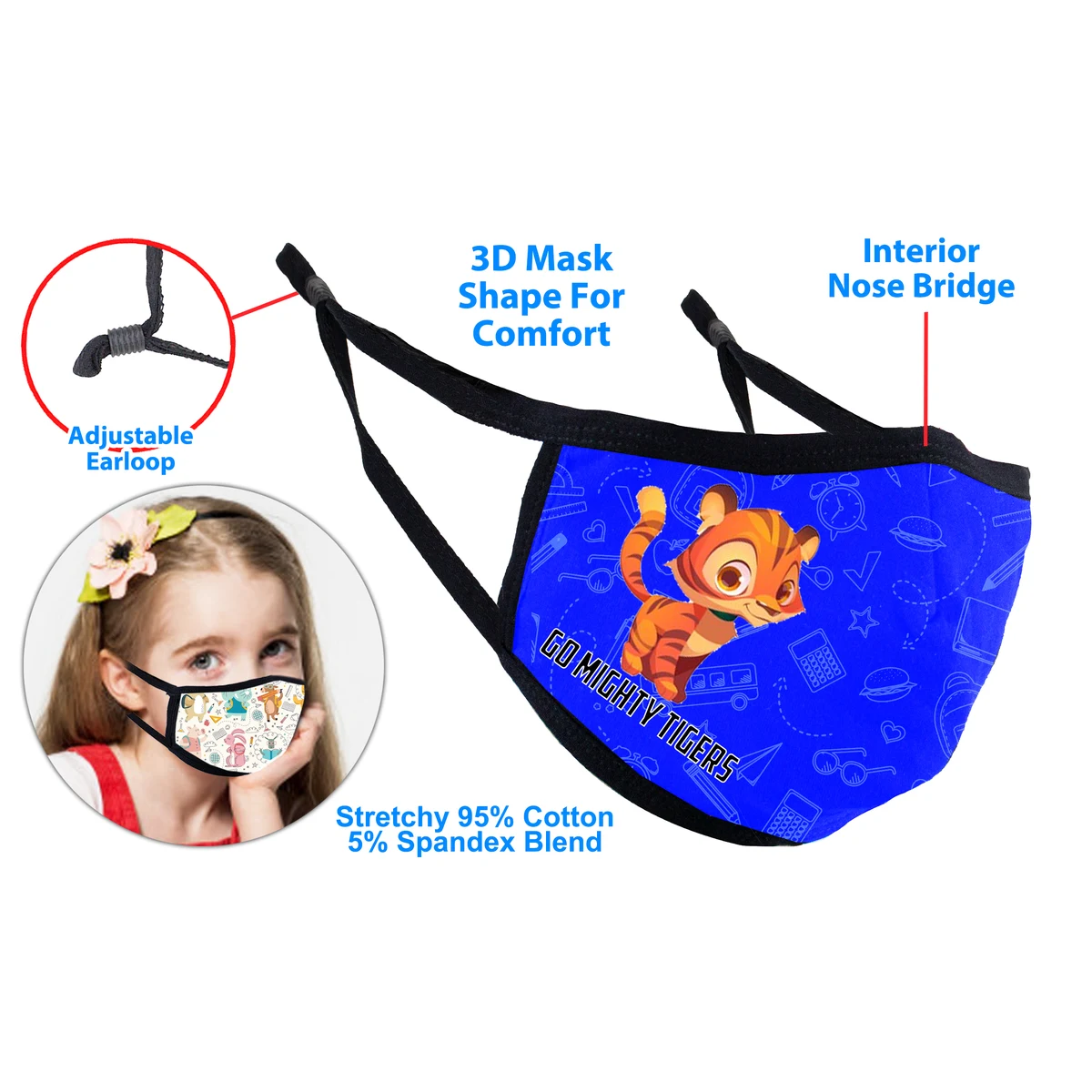 Kids 3D Shape Full Color Sublimation Mask with Adjustable Earloop 1