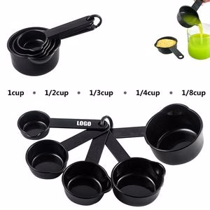 5 In 1 Plastic Black Measuring Cup With Pourer And Volume Marks