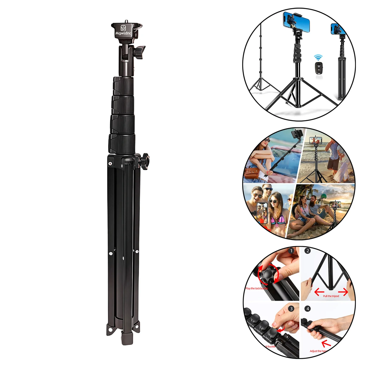 Adjustable Phone Tripod Stand with Bluetooth Remote 1