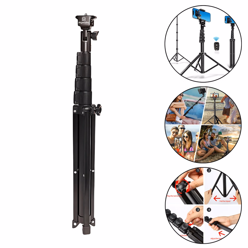 Adjustable Phone Tripod Stand with Bluetooth Remote
