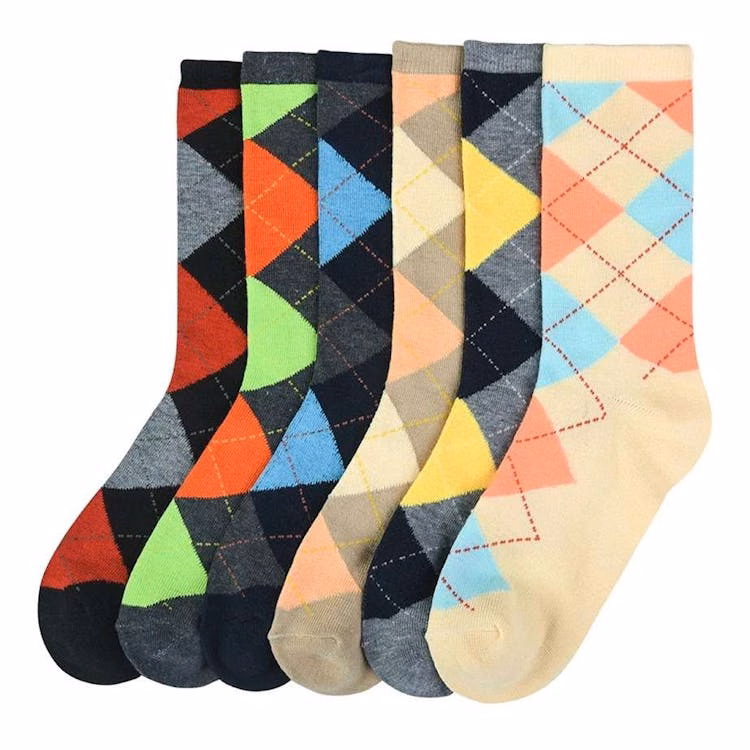Women's Crew Socks - 6 Argyle Design Size 9-11