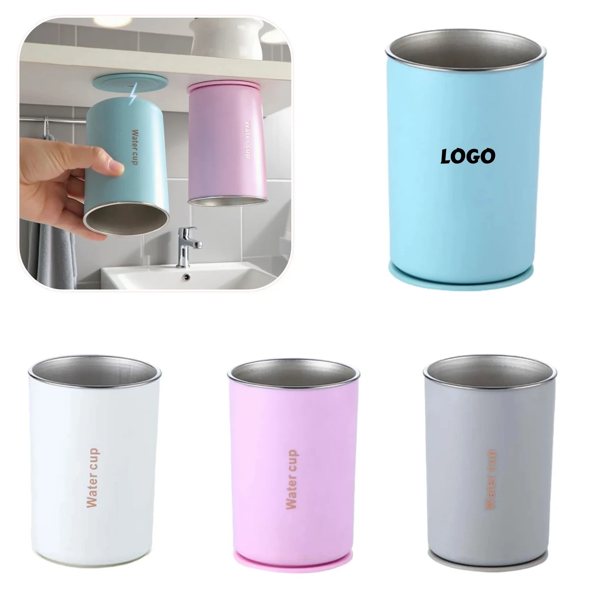 Stainless Steel Magnetic Toothbrush Cup 1