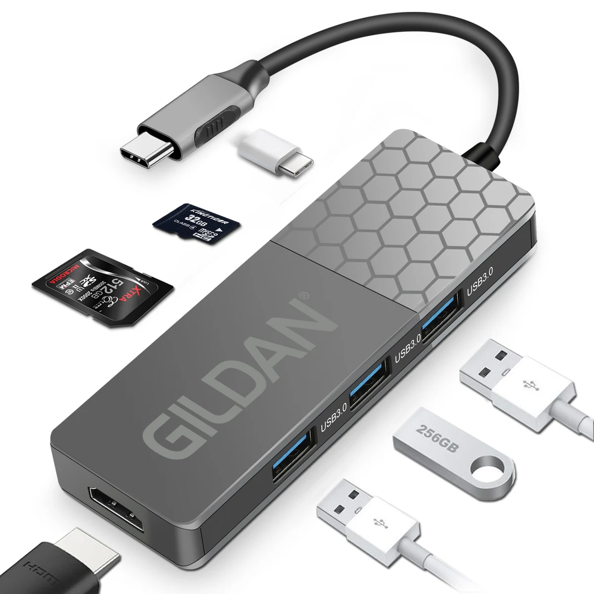 7-in-1 USB Type-C Hub – 4K HDMI, 3 USB 3.0 Ports, SD Card Reader & 87W PD Charging 1