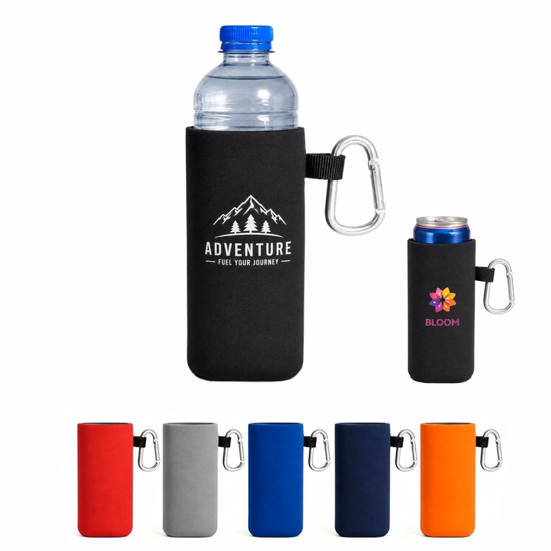Neoprene Water Bottle Cooler with Carabiner Clip