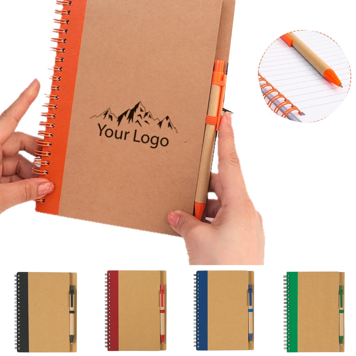 B6 Spiral Journal Kraft Cover Notebooks with Pen 1