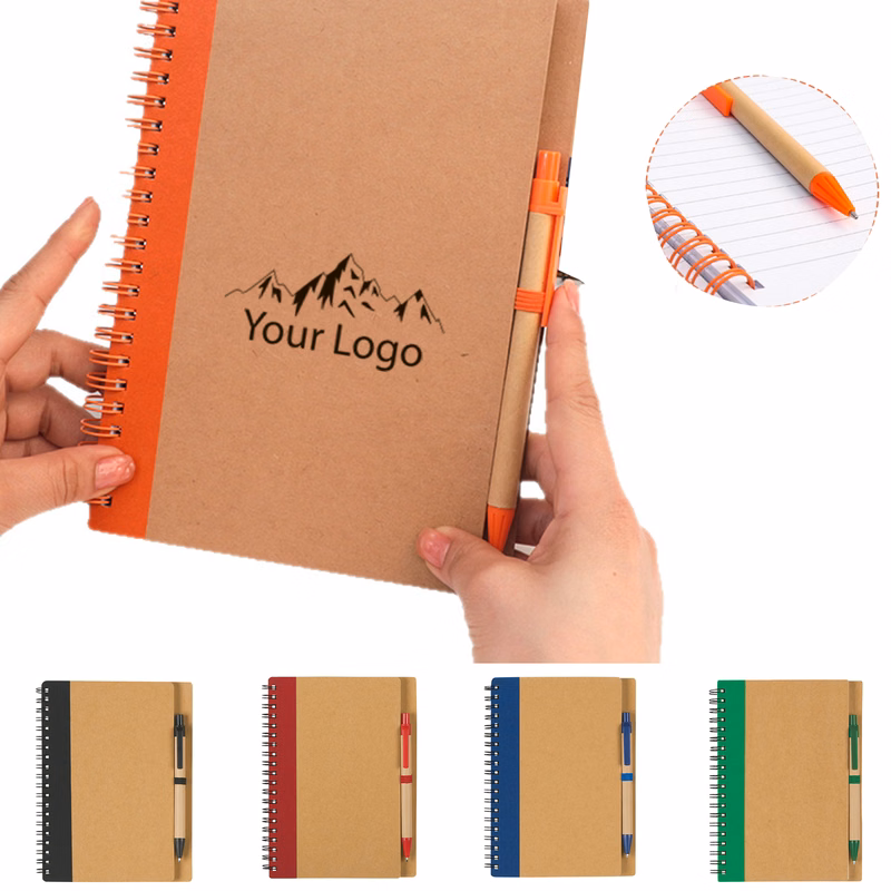B6 Spiral Journal Kraft Cover Notebooks with Pen