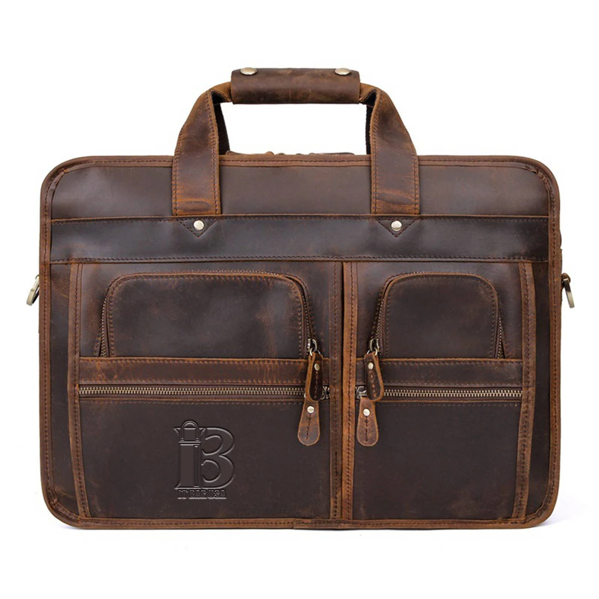 Leather Briefcase for Men Laptop Bag Business Messenger 1