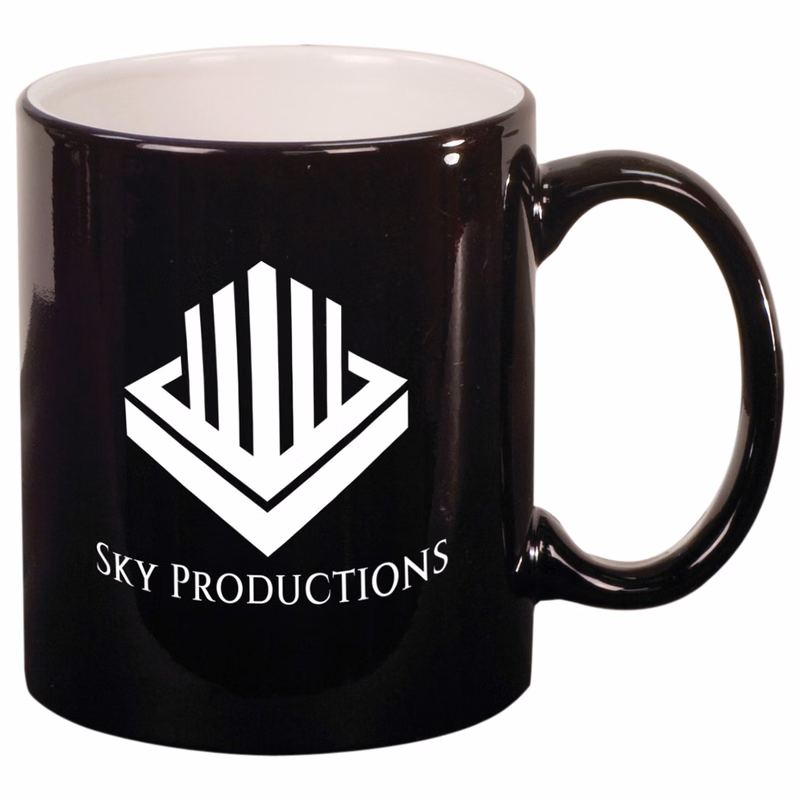 11 Oz. Black Ceramic Round LazerMug